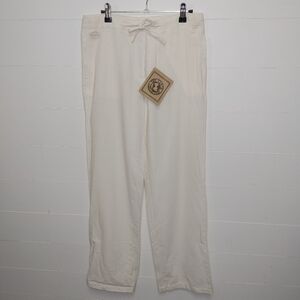 The Earth Collection Cotton/Silk Blend Full Length White Pants XL